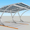 Modern Parking Canopy With Metal Frame Supporting Pillars For Car Space 3d model