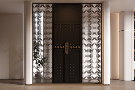 New Chinese-style Entrance Aisle Entrance Screen 3d model