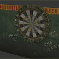 Standard Dartboard Sports Equipment With Green Board Marked Surface And Yellow Top Edge