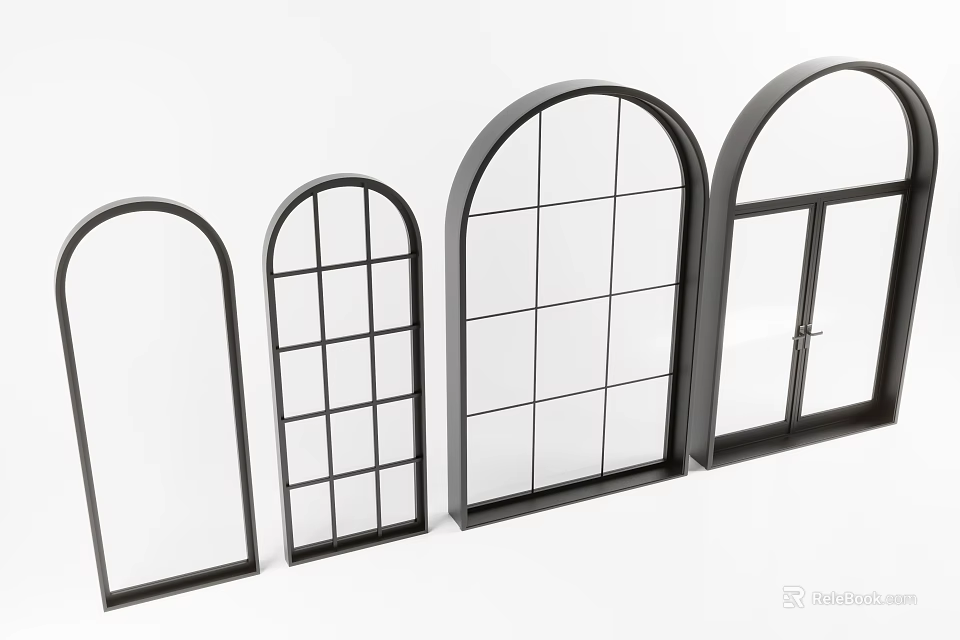 Modern Security Door Designs With Glass Panels Grid Patterns And Metal Frames For Home 3d model 