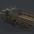 Military Green Rugged Off Road Truck With Open Cargo Bed And Large Tires
