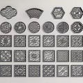 Chinese-style openwork window 3d model