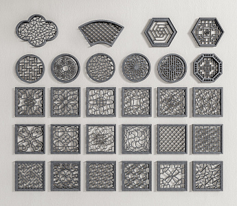 Chinese-style openwork window 3d model