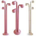 Modern Pink And White Floor Lamps With Curved Design And Gold Accents