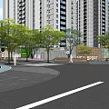 Modern Garden Landscape Design With Walkways Green Plants And Water Feature In Front Of Building