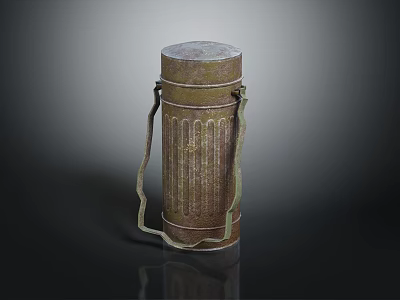 Vintage Metal Container With Vertical Stripes And Portable Handle For Daily Use 3d model