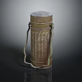 Vintage Metal Container With Vertical Stripes And Portable Handle For Daily Use