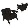 Modern Gray Upholstered Single Sofa With Armrests And Wooden Legs Design
