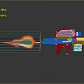 Futuristic Flame Gun Shooting Bright Fire With Scope Magazine And Reflection