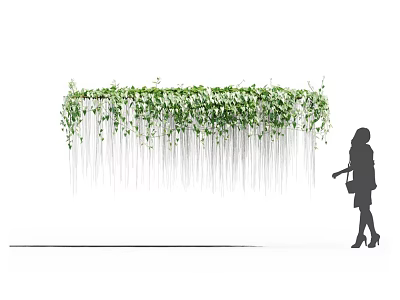 Lush Green Vines Draping Overhead Forming a Decorative Canopy Beside Silhouette of a Woman 3d model