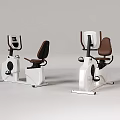 Stationary Exercise Bikes With White Frame Brown Seats And Control Panels For Home Gym