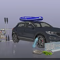 Blue SUV Roof Mounted Inflatable Boat With Lifebuoy Paddles And Outdoor Gear