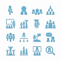 Modern Blue Team Collaboration Icons Pendant Featuring People Figures Design