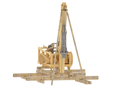 Heavy Duty Industrial Drilling Equipment With Metal Mast Base Frame And Hydraulic Components 3d model