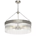 Modern Gold and Silver Chandeliers with Circular Metal Frames and Transparent Hanging Strands