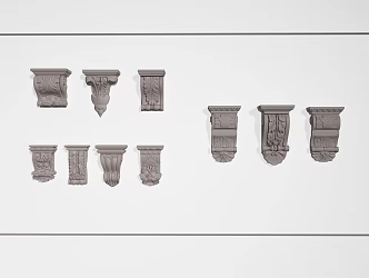 European carved corner line 3D model 3d model