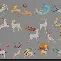 Colorful Deer Themed Wall Decor With Stylized Patterns And Ornate Designs 3d model