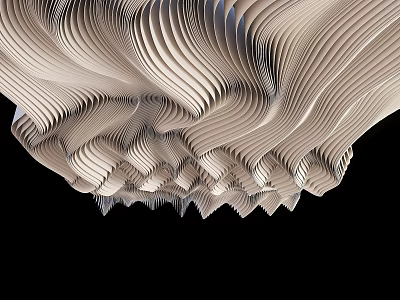 Artistic Modern Ceiling Design With Flowing Wavy Patterns And Sculptural 3D Structure 3d model