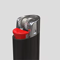 Black Lighter With Silver Top Red Button And Sleek Design 3d model