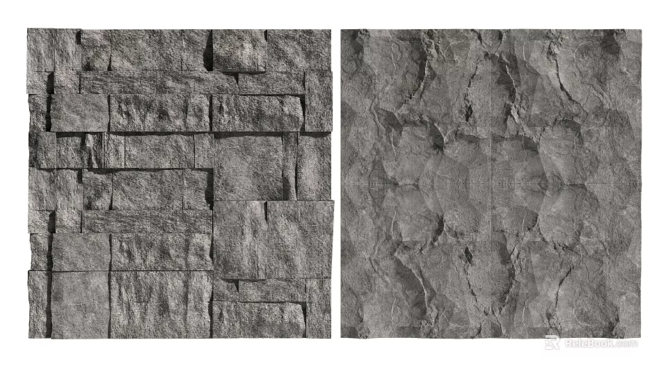 Gray Stone Background Wall With Stacked Blocks And Textured Surface Design 3d model 