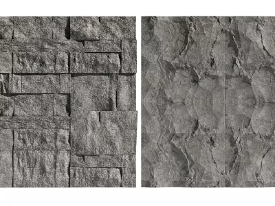 Gray Stone Background Wall With Stacked Blocks And Textured Surface Design 3d model