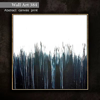 Modern Gold Picture Frame Displaying Abstract Artwork on Dark Background 3d model