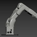 White Industrial Robot Arm With Multi Jointed Structure And Metal Base
