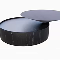 Round Black Marble Texture Coffee Table with Modern Circular Design 3d model
