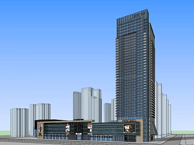 Modern High Rise Office Building With Glass Facade And Ground Floor Commercial Entrance 3d model