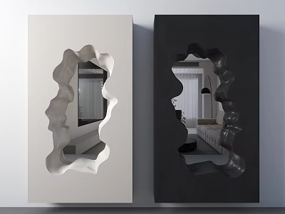 White and Black Decorative Ornament Set with Irregular Hollow Design for Indoor Wall Decoration 3d model