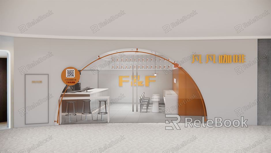 Modern Door Head Fanfan Coffee Shop model