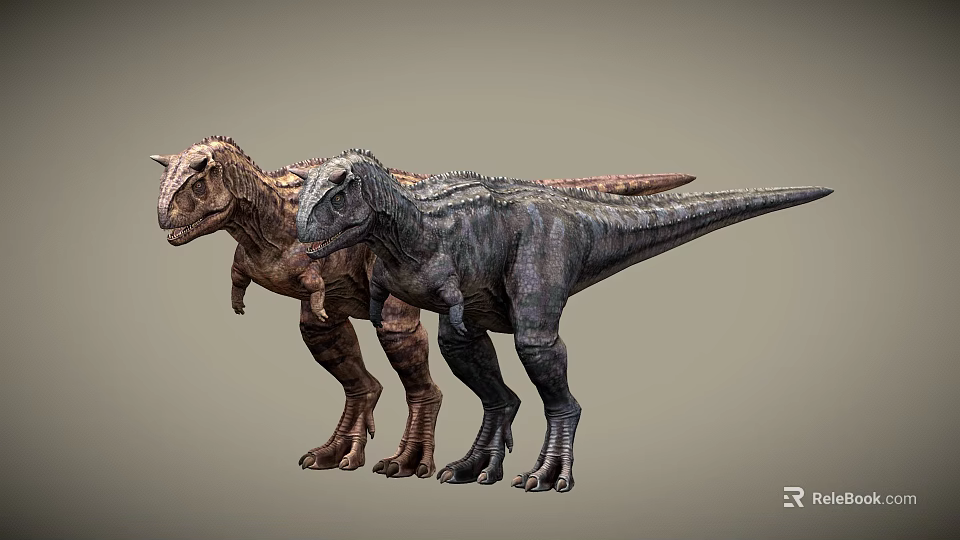 Two Realistic Dinosaurs Standing With Detailed Skin And Natural Poses 3d model 