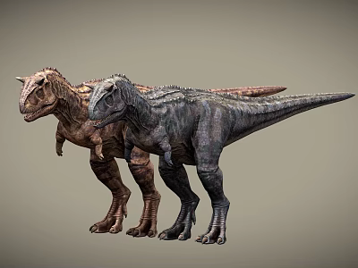 Two Realistic Dinosaurs Standing With Detailed Skin And Natural Poses 3d model