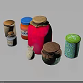 Kitchen Storage Furniture Colorful Glass Jars With Burlap Lids And Rabbit Decor