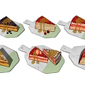 Assorted Cake Slices with Chocolate Drizzle Fresh Fruits and Cream Layers