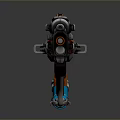 Futuristic Sci Fi Gun With Blue Orange Silver Accents And Sleek Modern Design Elements