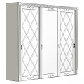 White Frame Double Sliding Doors With Diamond Pattern Glass For Interior