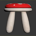 Mushroom Shaped Stool With Red Top White Spots And White Woven Legs