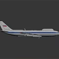 White Airplane Model With Blue Stripe Four Engines Russian Flag On Tail Dark Background Reflection