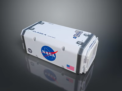 White NASA Technological Device Featuring American Flag And Control Interfaces On Gray Background 3d model