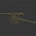 Historical Ancient Cannon With Green Barrel And Wooden Wheels Design