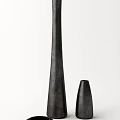 Black Ceramic Vessels Two Sizes Large And Small Slender Conical Matte Finish White Background 3d model