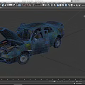 Old Rusty Car With Open Hood And Doors Showing Worn Engine And Weathered Exterior