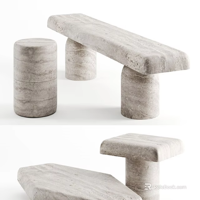 Elegant Modern Round Coffee Table With Marble Base And Smooth Tabletop 3d model