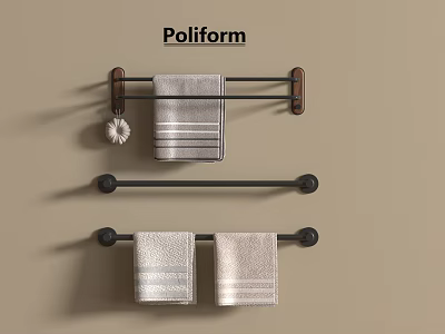 Poliform Stylish Bathroom Accessories With Wall Mounted Towel Racks And Soft Towels 3d model
