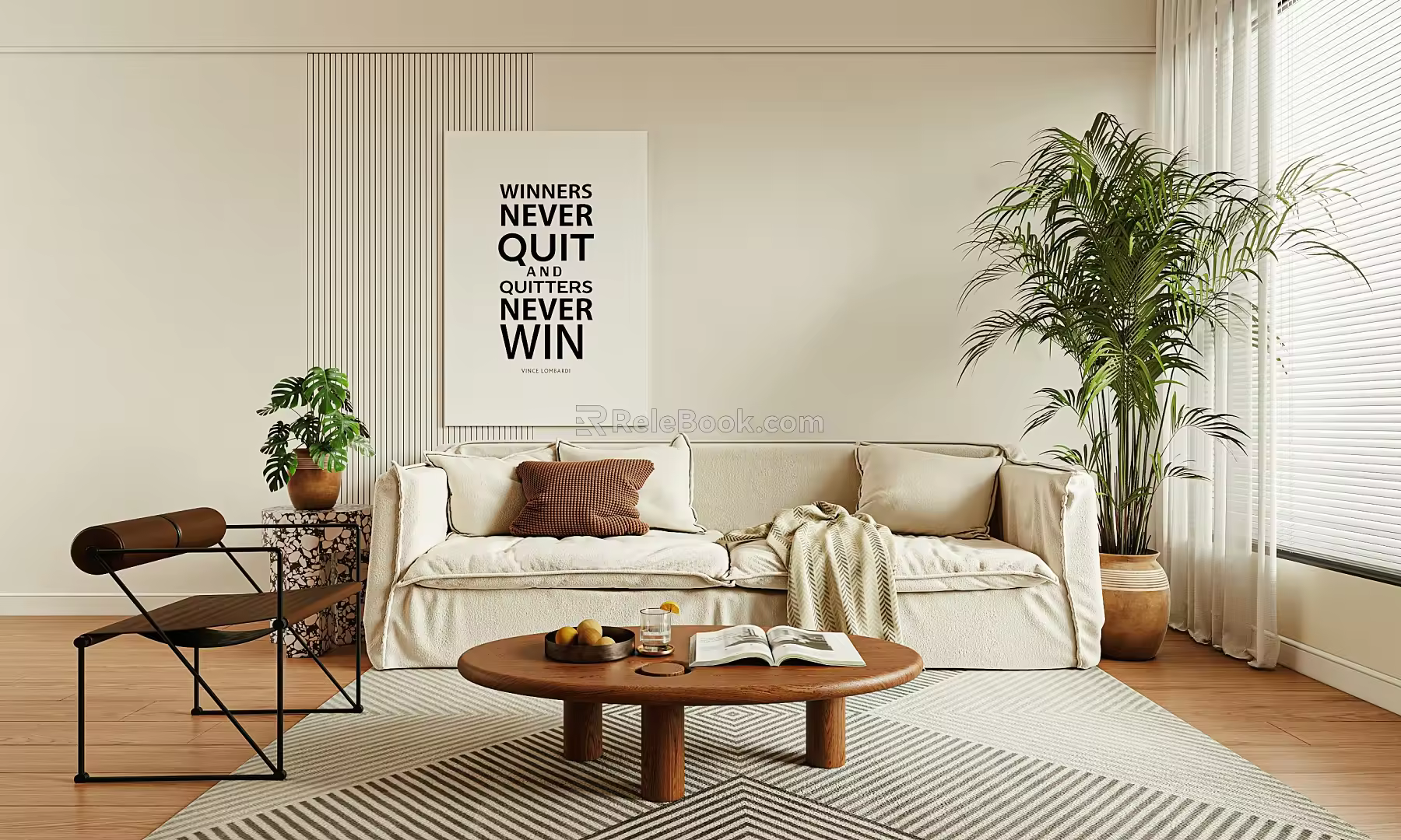 Modern Sofa Coffee Table Combination Cream Sofa Combination 3d model