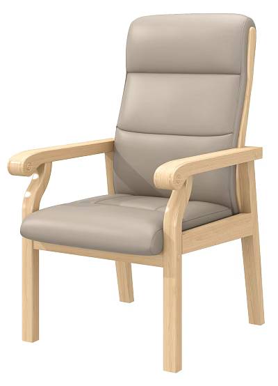 Modern Nordic Single Chair With Light Wooden Frame And Gray Upholstered Seat And Backrest 3d model