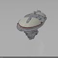 Futuristic Interstellar Spaceship With Sleek Metallic Exterior And Red Accents For Space Exploration