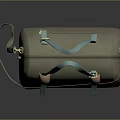 Stylish Grayish Green Handbag With Light Blue Handles And Pink Straps