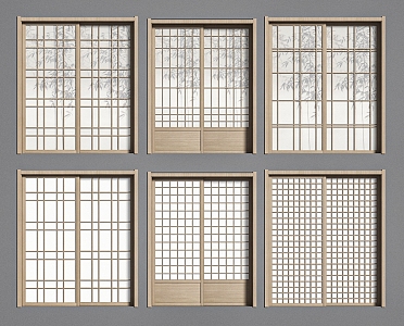 Japanese door sliding door 3d model